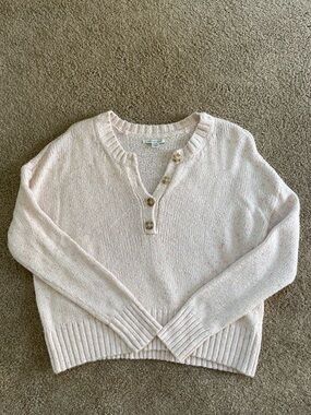 American Eagle Outfitters Light Pink Henley Knit Sweater